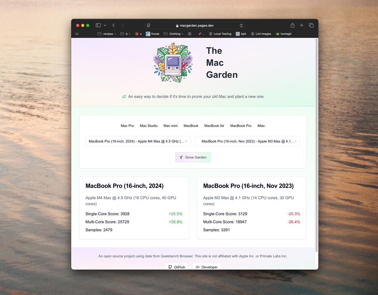 Screenshot of The Mac Garden